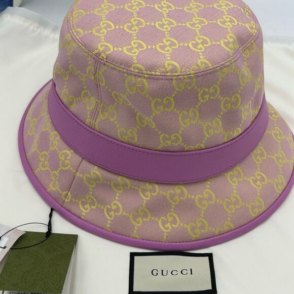 Women's Gucci GG canvas/leather bucket, hat, size XL made in Italy - Picture 4 of 12